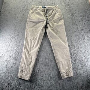 Old Navy Built-in Flex Pant Mens S Beige Cotton Jogger Ankle Tapered Stretch